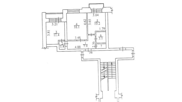 2-к квартира, 1/3 эт., 51м²