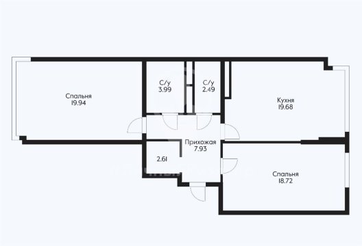 2-к квартира, 5/20 эт., 68м²