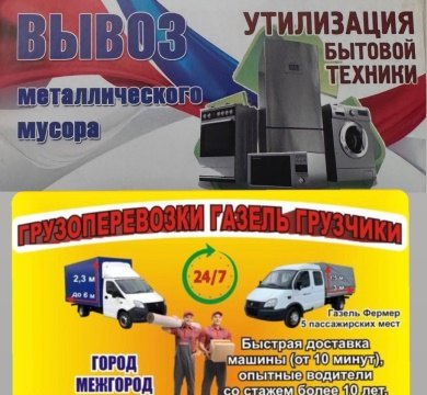 Вывоз строительного  мусора и металлолома, утилизация бытовой техники.