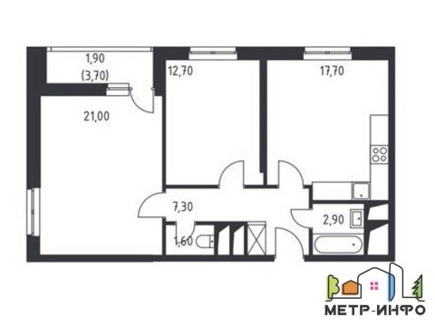 2-к квартира, 3/33 эт., 65м²