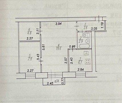 2-к квартира, 4/5 эт., 44м²