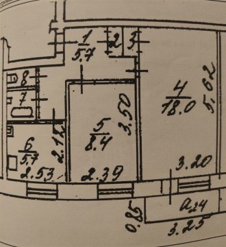 2-к квартира, 5/5 эт., 44м²