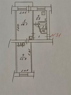 2-к квартира, 2/5 эт., 44м²