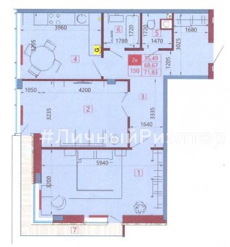 2-к квартира, 3/14 эт., 71м²