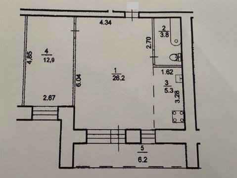 2-к квартира, 9/9 эт., 54м²