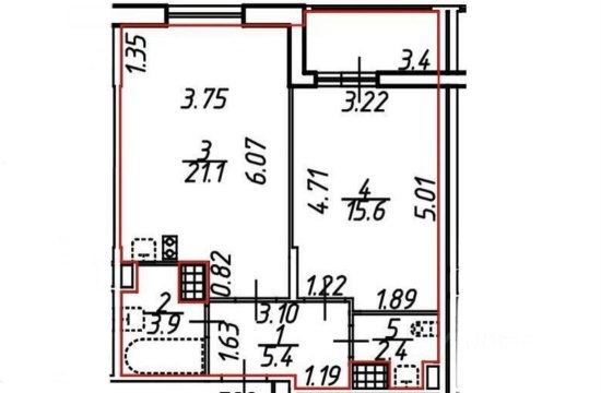 1-к квартира, 12/18 эт., 50м²