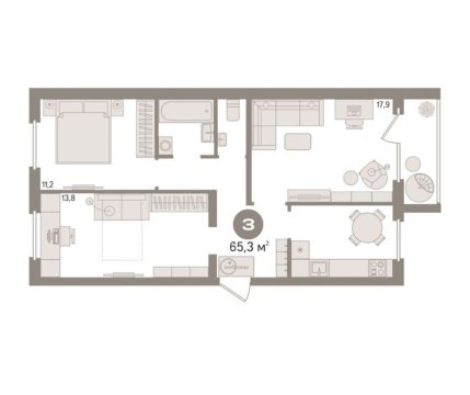 3-к квартира, 5/6 эт., 65м²