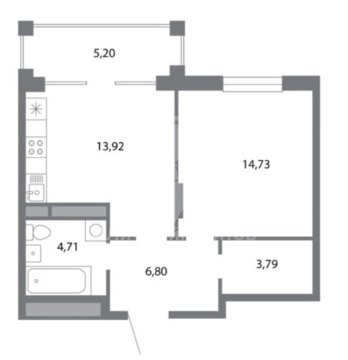 1-к квартира, 4/5 эт., 46м²