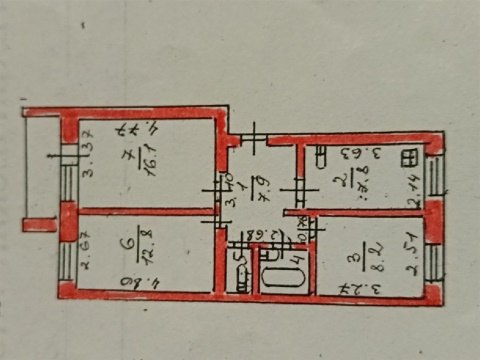 3-к квартира, 2/5 эт., 56м²