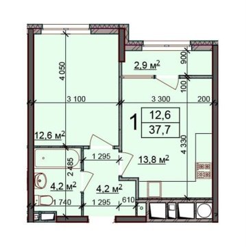 1-к квартира, 17/25 эт., 37м²