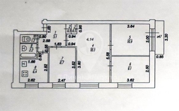 3-к квартира, 5/5 эт., 63м²