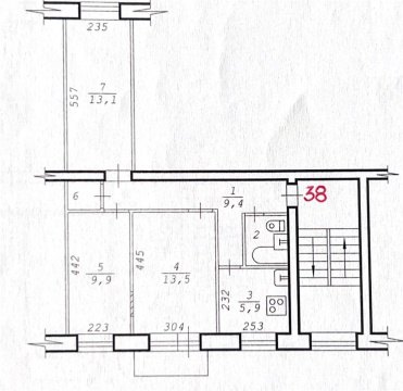 3-к квартира, 3/5 эт., 56м²