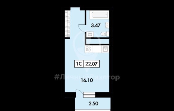 Студия, 15/18 эт., 22м²