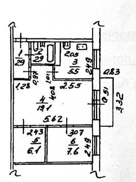 2-к квартира, 5/5 эт., 44м²