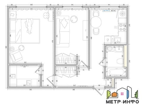 2-к квартира, 8/9 эт., 45м²