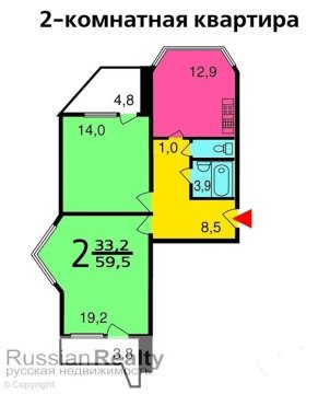 2-к квартира, 5/17 эт., 63м²