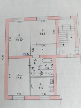 3-к квартира, 2/3 эт., 73м²