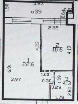 1-к квартира, 3/10 эт., 41м²