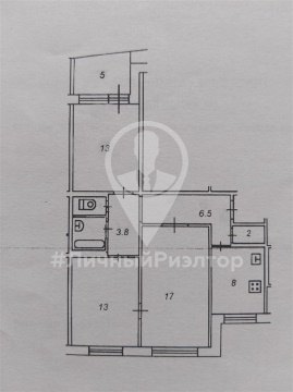 3-к квартира, 8/9 эт., 64м²