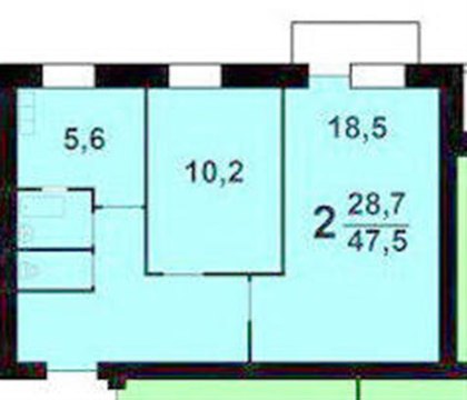 2-к квартира, 2/9 эт., 43м²