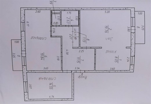 3-к квартира, 4/5 эт., 80м²