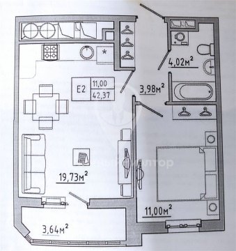 1-к квартира, 9/22 эт., 42м²