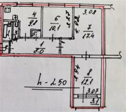 3-к квартира, 1/9 эт., 61м²