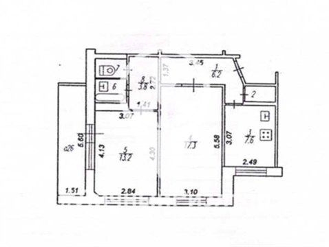 2-к квартира, 4/9 эт., 52м²