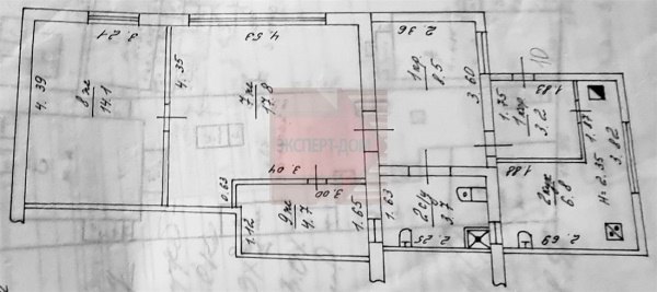 3-к квартира, 1/1 эт., 59м²