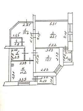 2-к квартира, 2/6 эт., 64м²