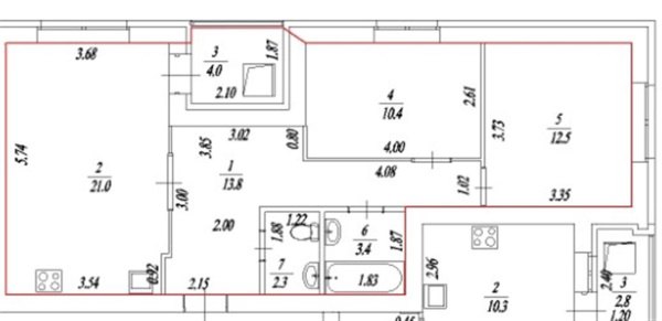 3-к квартира, 13/14 эт., 67м²