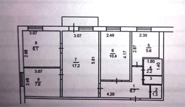 4-к квартира, 2/5 эт., 61м²