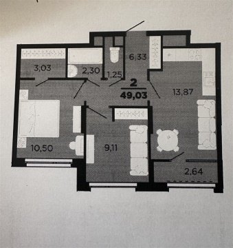 2-к квартира, 14/25 эт., 50м²