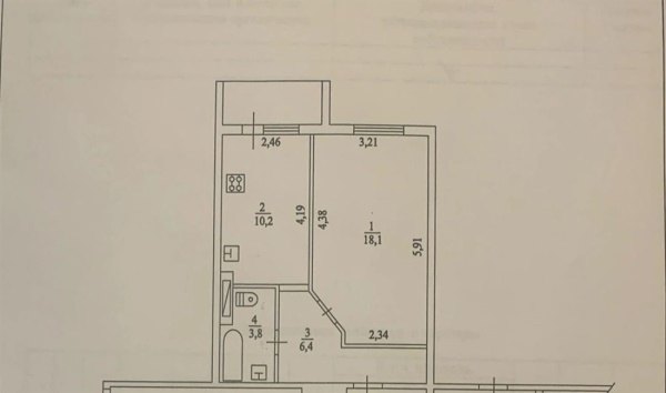 1-к квартира, 3/5 эт., 40м²