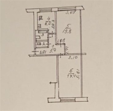 2-к квартира, 1/5 эт., 48м²