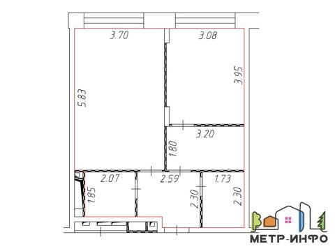 1-к квартира, 3/9 эт., 53м²