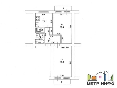 2-к квартира, 3/5 эт., 60м²