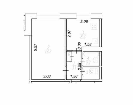 1-к квартира, 2/9 эт., 33м²