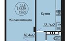 1-к квартира, 6/6 эт., 45м²